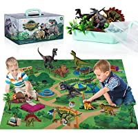 Los mejores  - TEMI figura de dinosaurio de juguete con alfombrilla de juego y árboles- juego educativo realista de dinosaurios para…